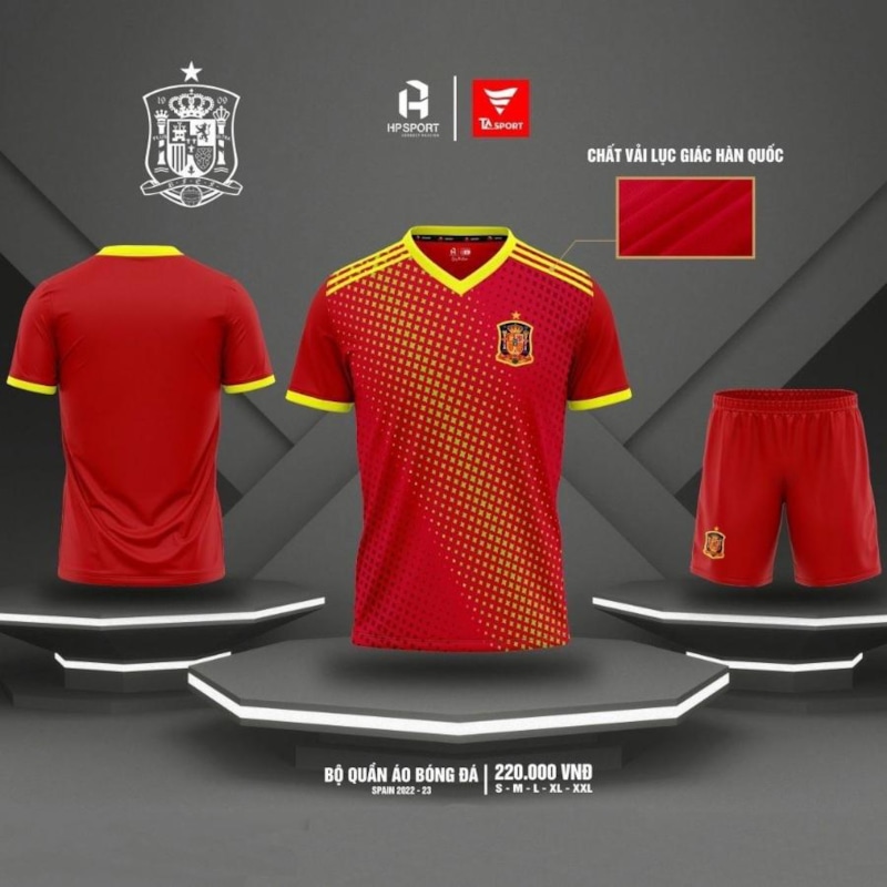 BỘ QUẦN ÁO BÓNG ĐÁ SPAIN 2022-23 MÀU ĐỎ