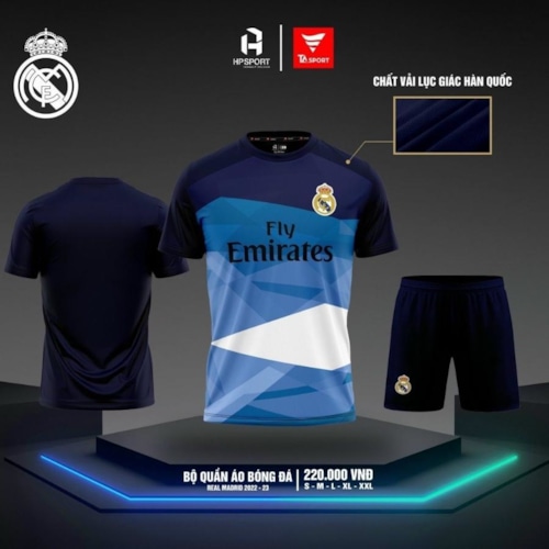 BỘ QUẦN ÁO BÓNG ĐÁ REAL MADRID 2022-23 MÀU XANH TÍM THAN