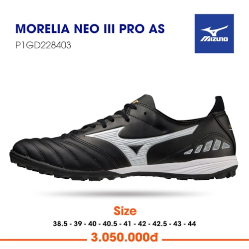 Mizuno Morelia Neo III Pro AS - P1GD228403 - Đen Trắng