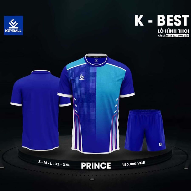 BỘ QUẦN ÁO BÓNG ĐÁ KEYBALL MÀU XANH BIỂN