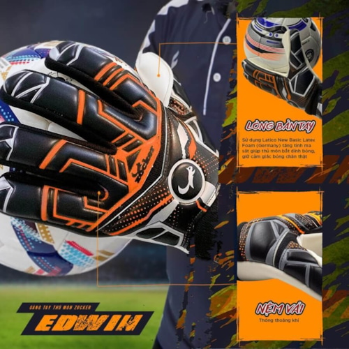 Găng Tay Thủ Môn Zocker Gloves Edwin - Đen/Xanh Biển	