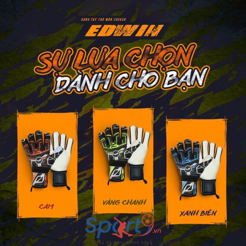 Găng Tay Thủ Môn Zocker Gloves Edwin - Đen/Xanh Biển	