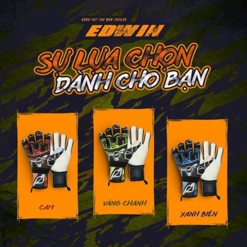 Găng Tay Thủ Môn Zocker Gloves Edwin - Đen/Xanh Biển	