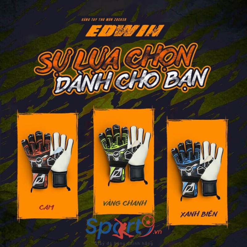 Găng Tay Thủ Môn Zocker Gloves Edwin - Đen/Xanh Biển	