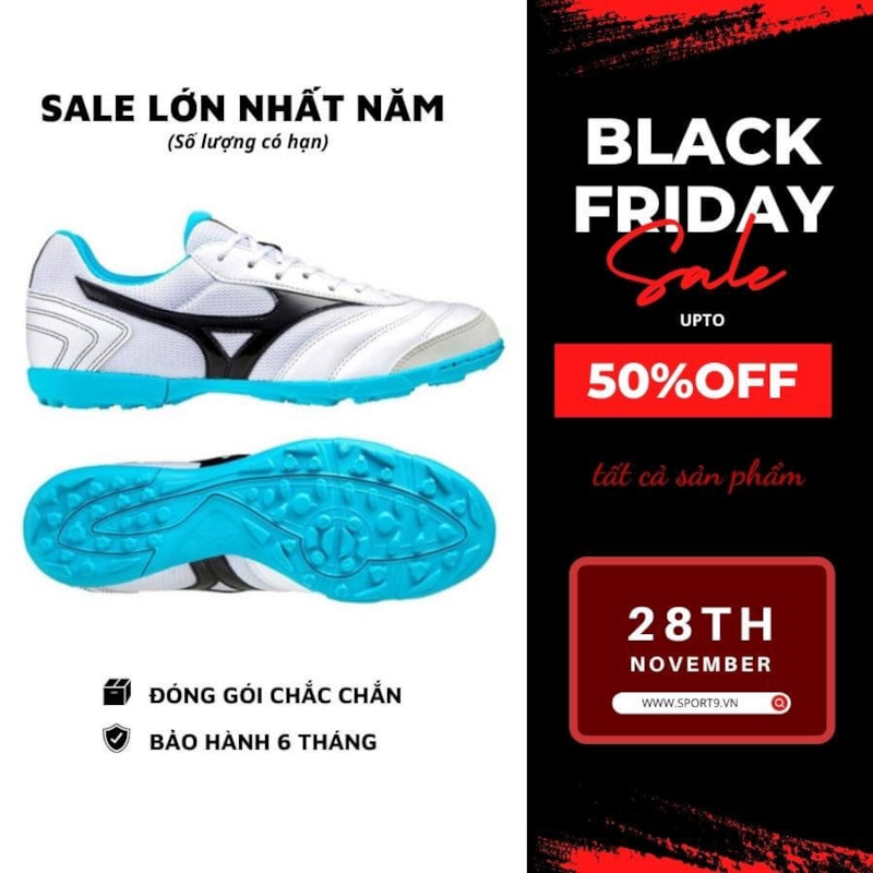 Mizuno Mrl Sala Club Q1GB220309 Trắng/Đen/Xanh