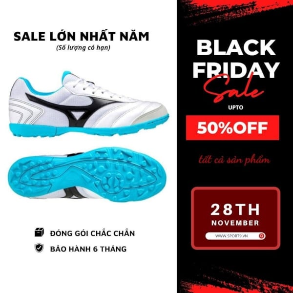 Mizuno Mrl Sala Club Q1GB220309 Trắng/Đen/Xanh