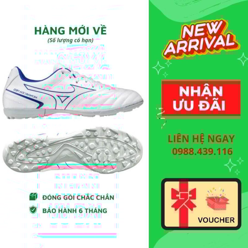 Mizuno Monarcida Neo II Select AS - P1GD222525 - Trắng Xanh