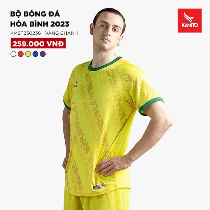 BỘ QUẦN ÁO BÓNG ĐÁ THI ĐẤU CÂU LẠC BỘ HÒA BÌNH 2023 MÀU VÀNG