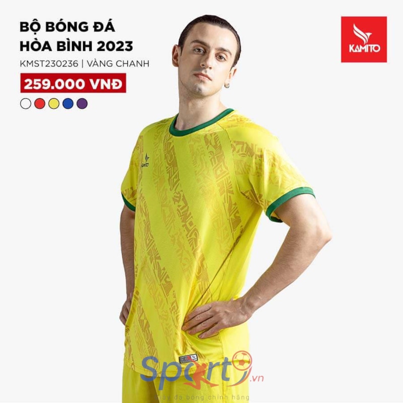 BỘ QUẦN ÁO BÓNG ĐÁ THI ĐẤU CÂU LẠC BỘ HÒA BÌNH 2023 MÀU VÀNG