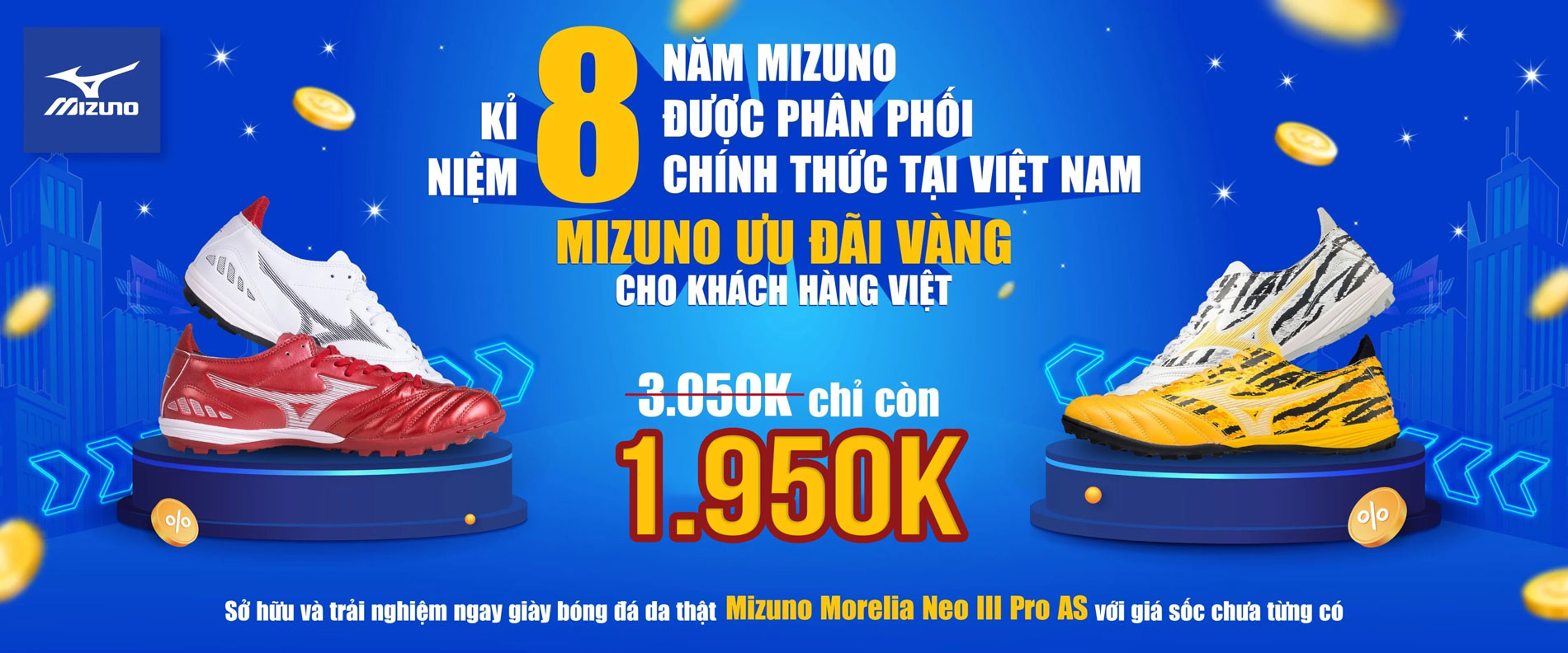 Giày đá bóng Mizuno giảm giá sốc	neo 3 pro