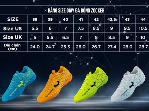 Hướng dẫn chọn size giày đá bóng Zocker chính xác nhất