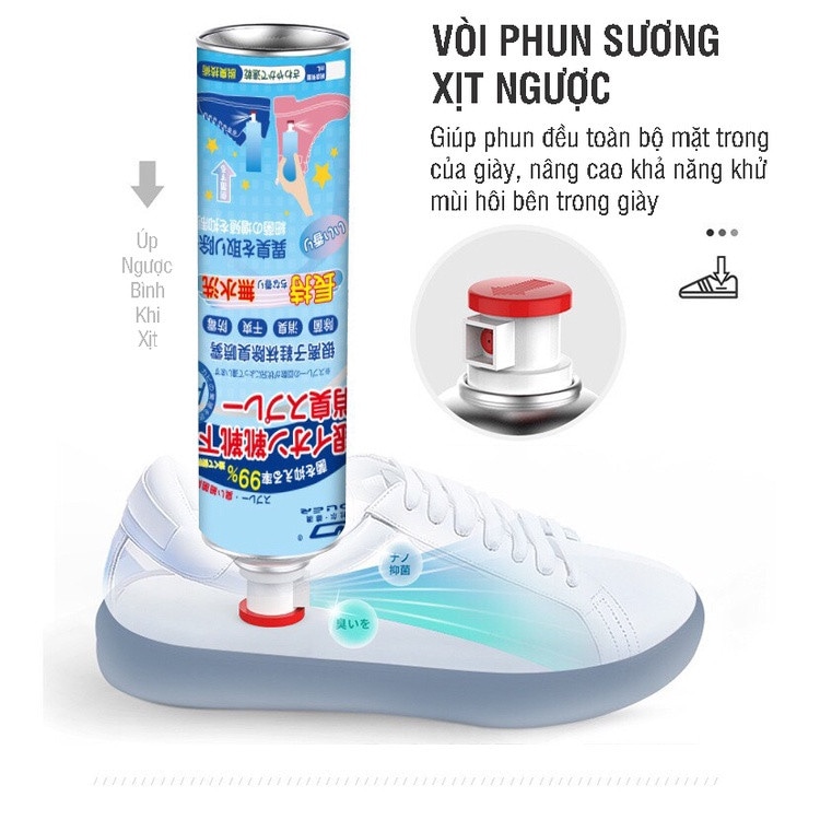 Xịt khử mùi giày NANO bạc - 260ml