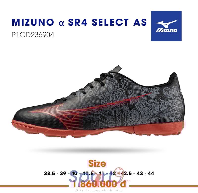 Mizuno Alpha α Select AS SR4 - Đen/Đỏ - P1GD236904