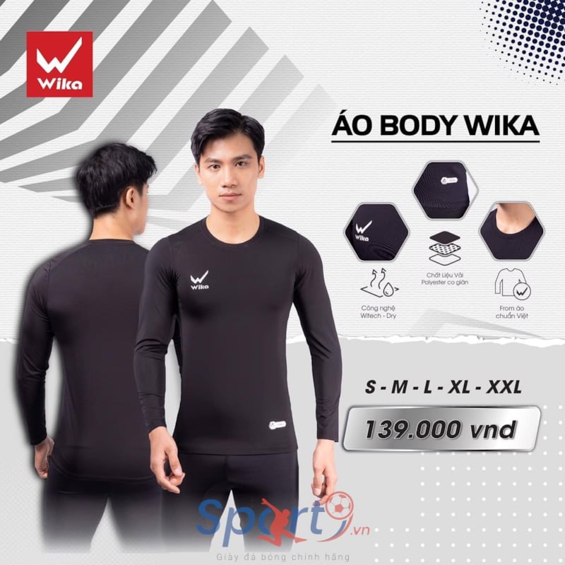 Áo body giữ nhiệt Wika - Màu Đen