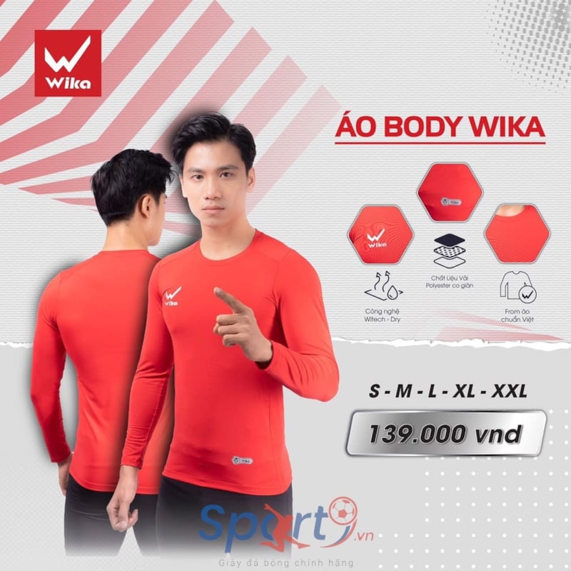 Áo body giữ nhiệt Wika - Màu Đỏ