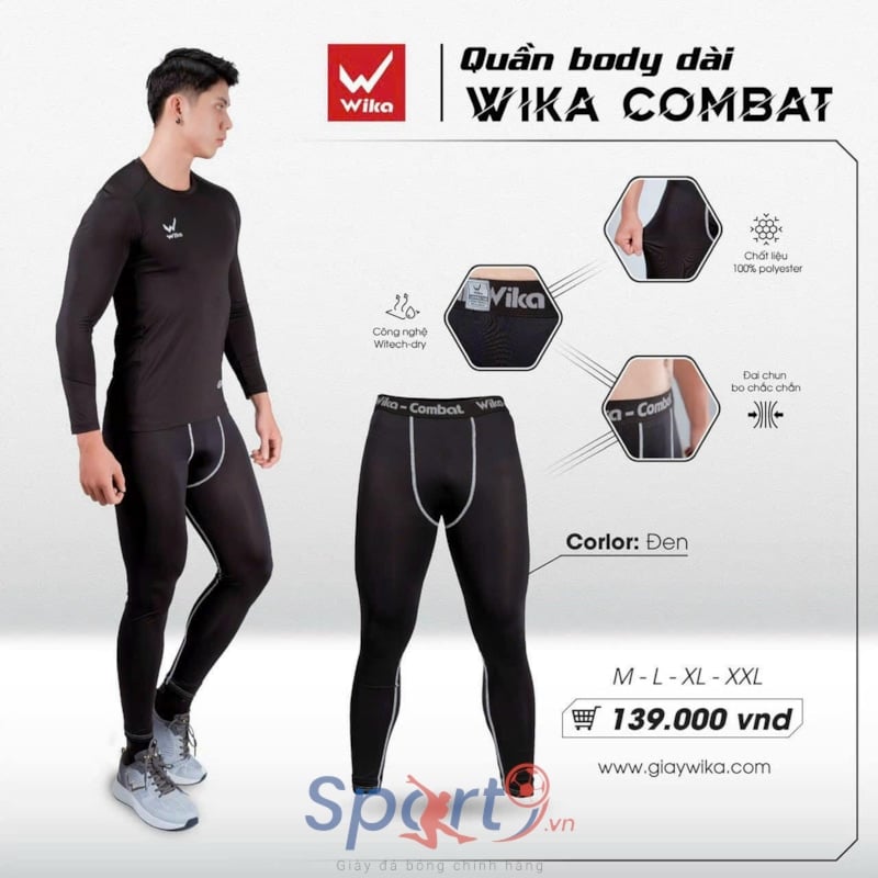 Quần body giữ nhiệt Wika - Màu Đen co dãn 4 chiều