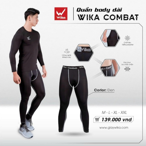 Quần body giữ nhiệt Wika - Màu Đen co dãn 4 chiều