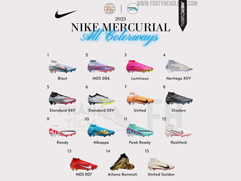Điểm lại tất cả các phối màu của Nike Mercurial trong năm 2023