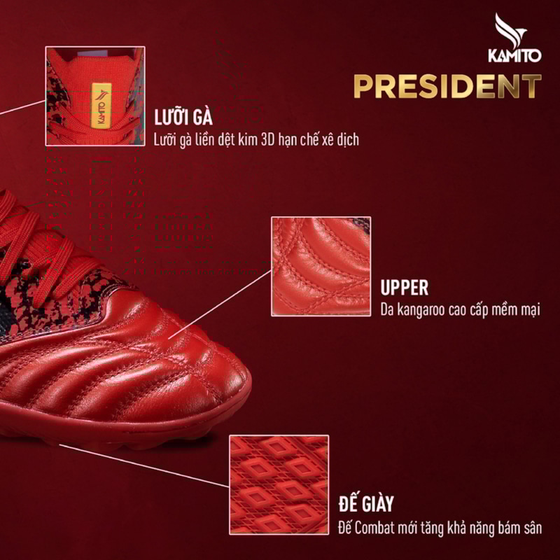 Kamito President TF - Đỏ/Đen - KMTF230310