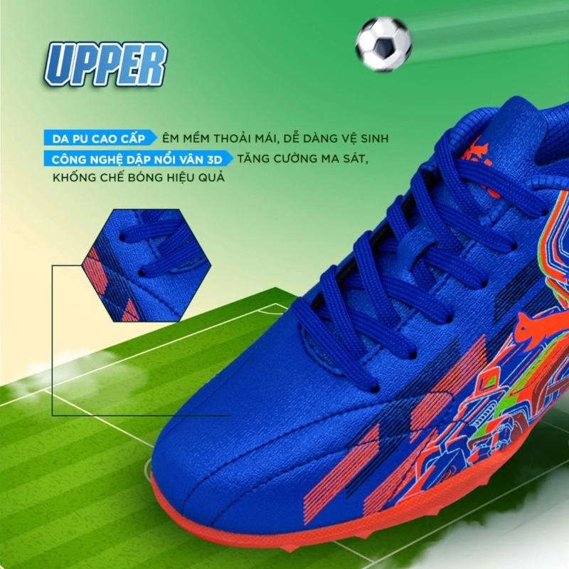 Giày đá bóng trẻ em Zocker Kiên Cường - Xanh Cam