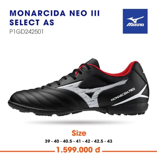 Mizuno Monarcida Neo III Select AS - P1GD242510 - Đen Trắng