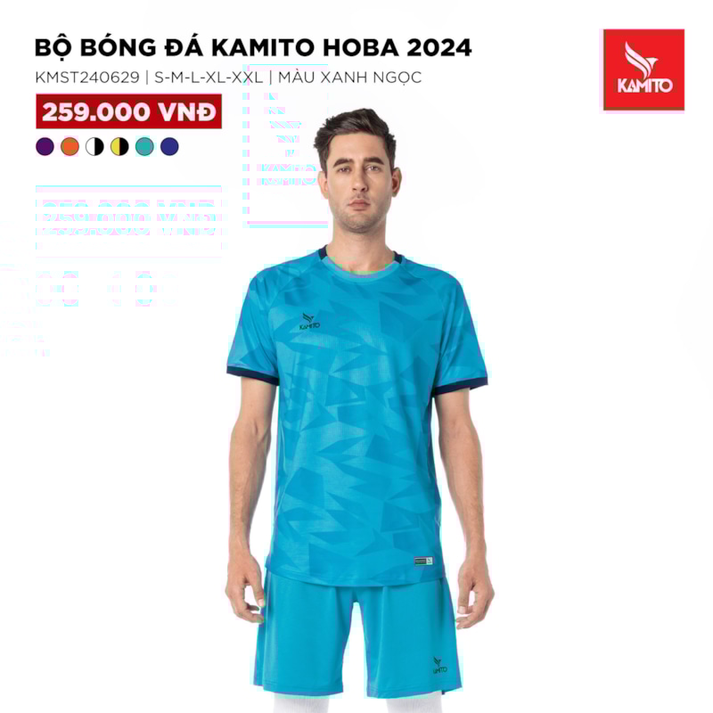BỘ QUẦN ÁO BÓNG ĐÁ KAMITO HOBA 2024 XANH LƠ