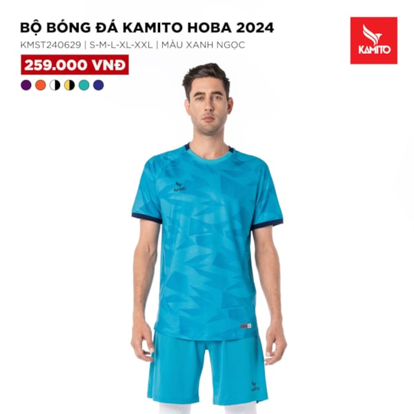 BỘ QUẦN ÁO BÓNG ĐÁ KAMITO HOBA 2024 XANH LƠ