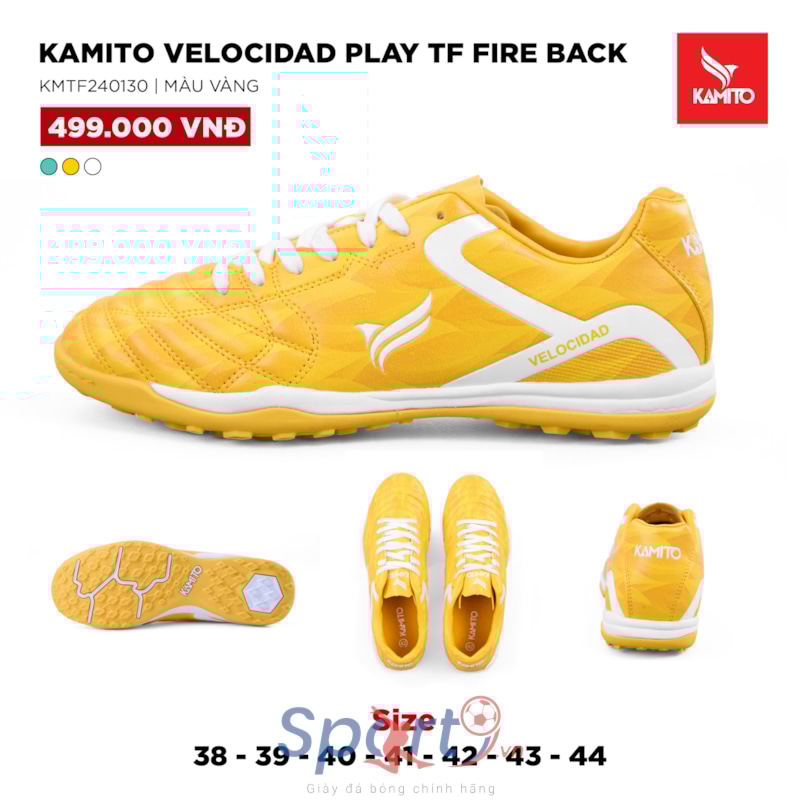 Kamito Velocidad Play TF Fire Back - KMTF240130 - Màu Vàng