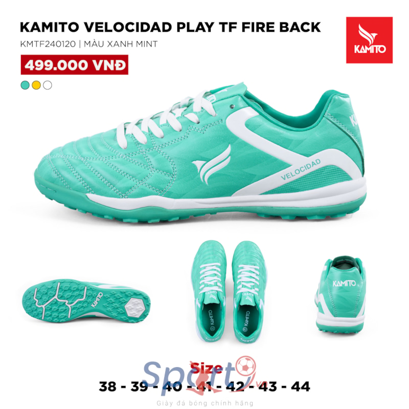 Kamito Velocidad Play TF Fire Back - KMTF240120 - Màu Xanh Mint