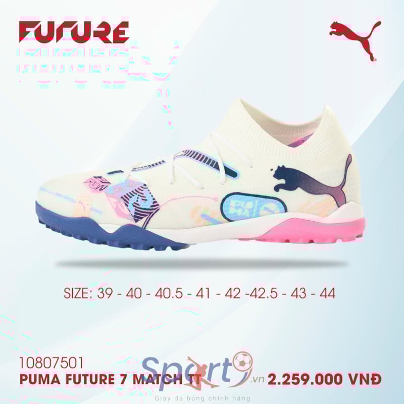 PUMA Future 7 Match TT - Trắng/Xanh/Hồng - 108075-01