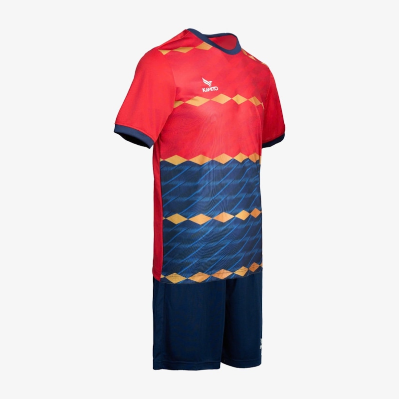 Bộ quần áo bóng đá Kamito Kamito Lux màu đỏ xanh than