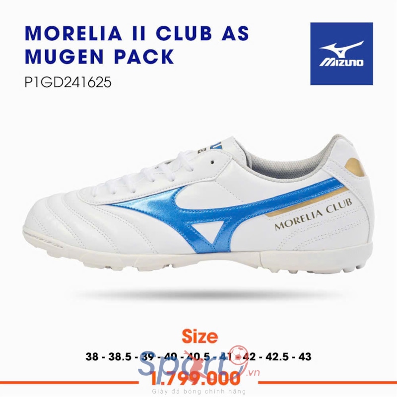 Mizuno Morelia II Club AS TF - Trắng/Xanh - P1GD241625