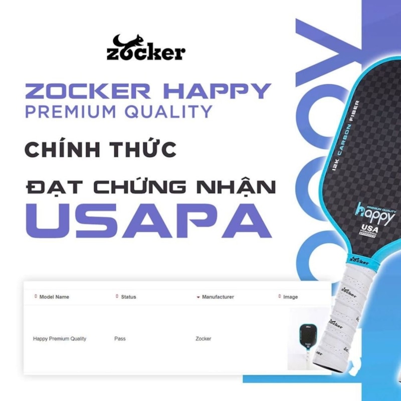 Vợt Pickleball Zocker Happy HP3 Premium Quality - Màu Gradient