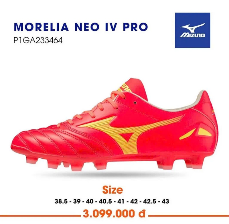 Mizuno Morelia Neo IV Pro FG - Màu Đỏ - P1GA233464