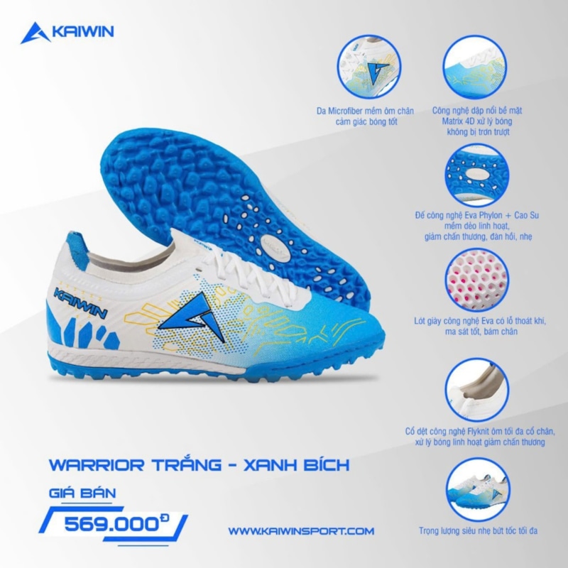 Kaiwin Warrior TF - Màu Trắng/Xanh