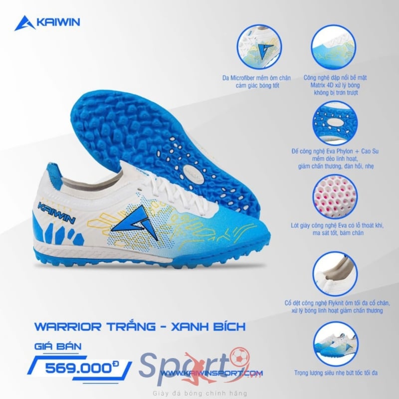 Kaiwin Warrior TF - Màu Trắng/Xanh