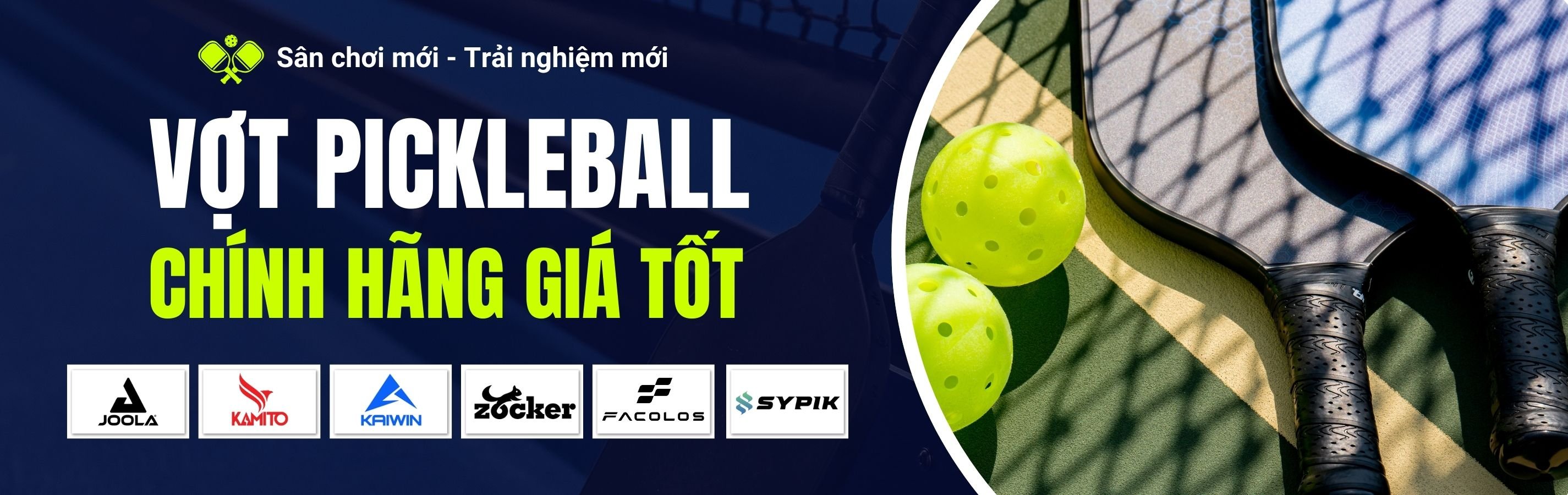 Đầy đủ giày và vợt pickleball, phù hợp cho mọi cấp độ người chơi