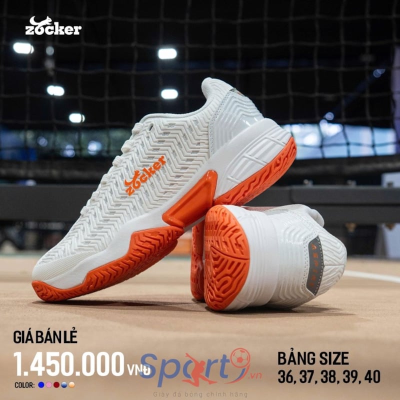 Giày Pickleball Zocker Aspire - White/Orange