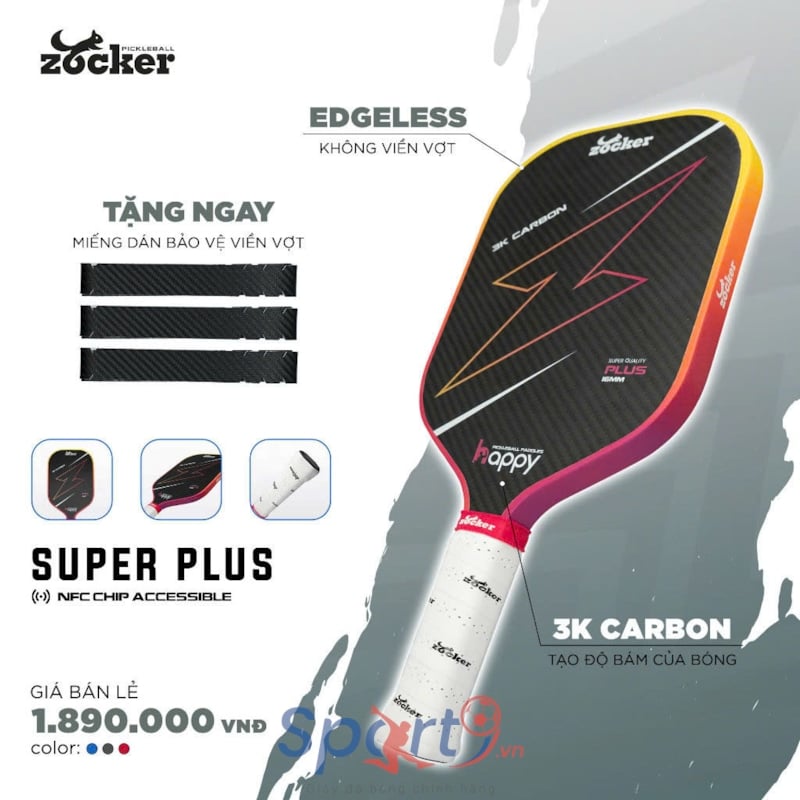 Vợt Pickleball Zocker HP02 Plus Gen 2 - Màu Hồng/Vàng