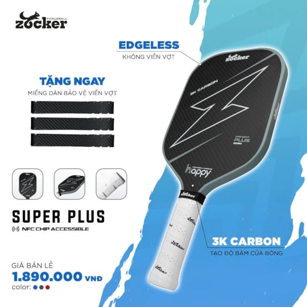 Vợt Pickleball Zocker HP02 Plus Gen 2 - Màu Xám