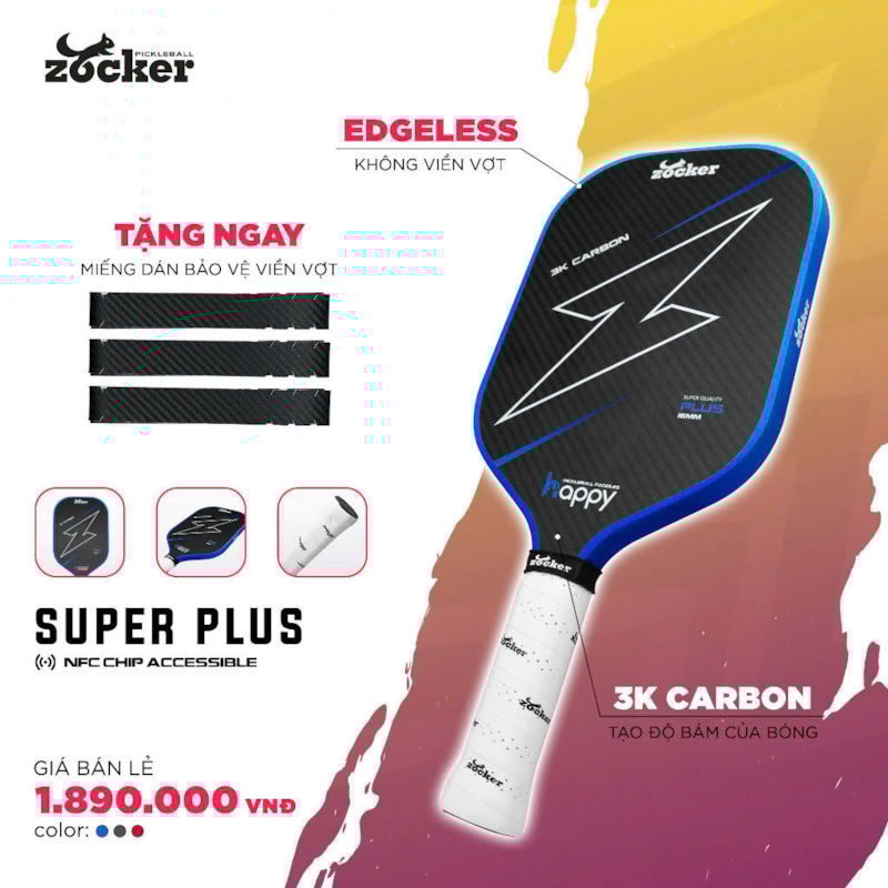 Vợt Pickleball Zocker HP02 Plus Gen 2 - Màu Xanh
