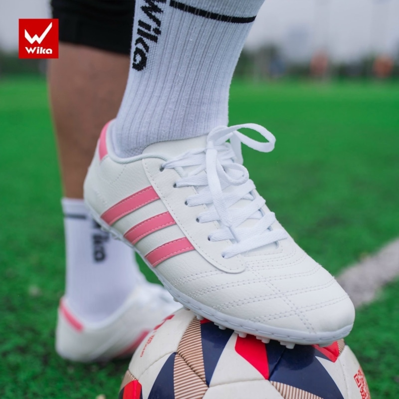 Giày đá bóng Wika 3 sọc CT3 - Màu Trắng/Hồng