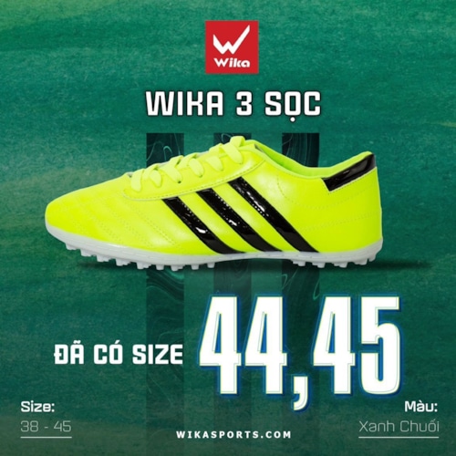 Giày đá bóng Wika 3 sọc CT3 - Màu Xanh Chuối