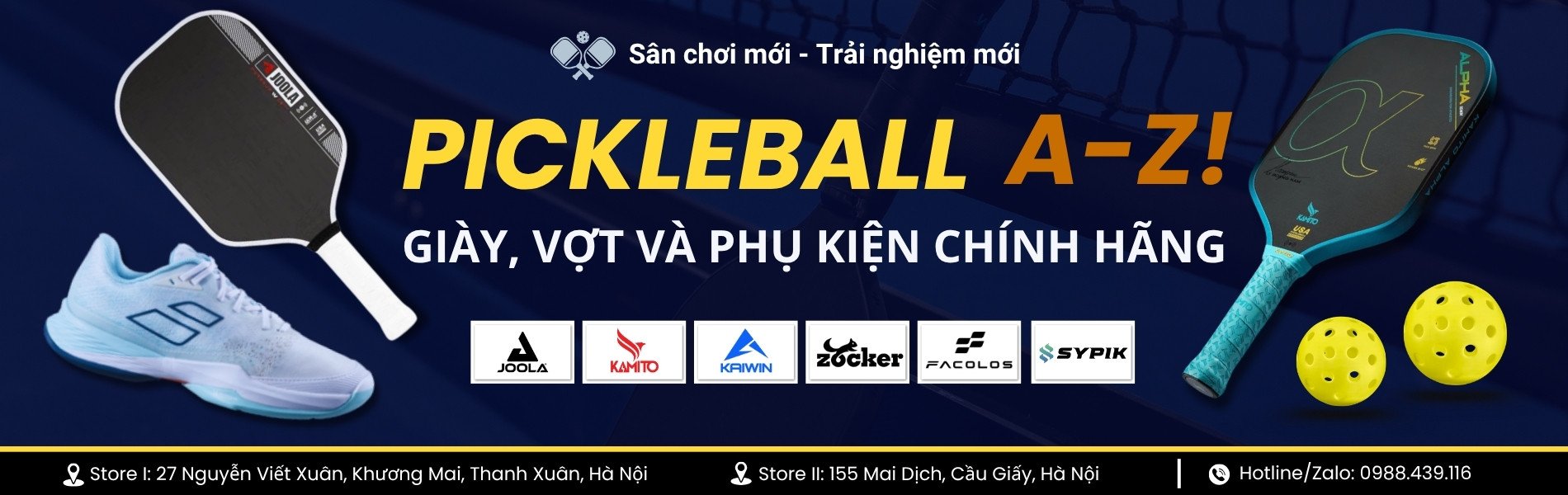 Đầy đủ giày và vợt pickleball, phù hợp cho mọi cấp độ người chơi	