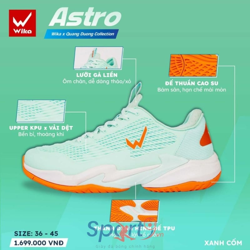 Giày Pickleball Wika Astro - Màu Xanh