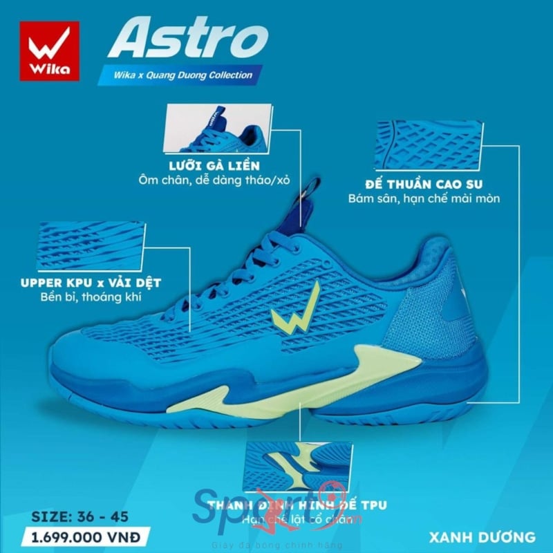Giày Pickleball Wika Astro - Màu Xanh Dương