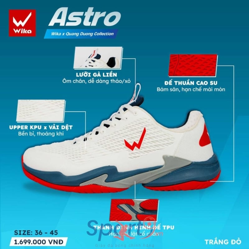 Giày Pickleball Wika Astro - Màu Đỏ