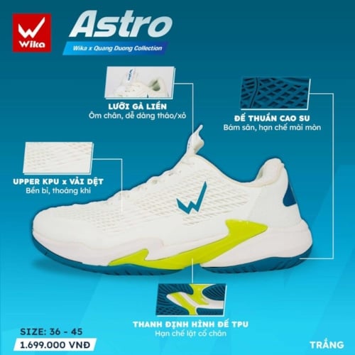 Giày Pickleball Wika Astro - Màu Trắng