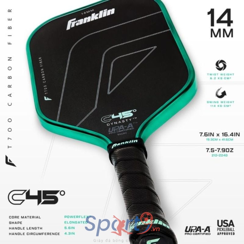 Vợt Pickleball Franklin C45 Xanh Min