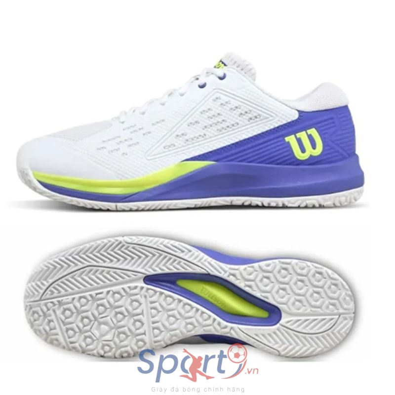 Giày Pickleball Wilson Rush Pro Ace Omni - WRS339210 - Màu Trắng Xanh 